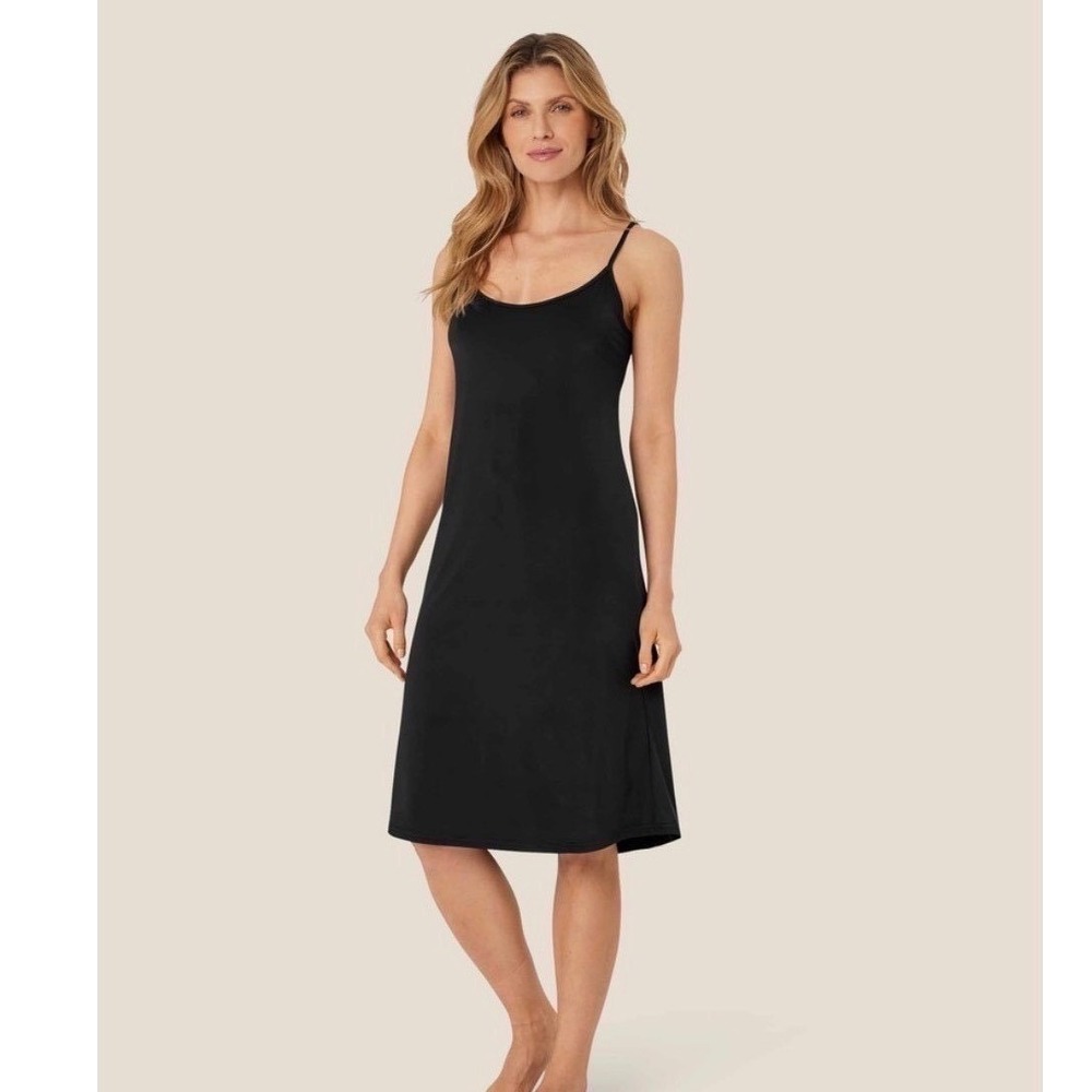 Masai Coppenhagen Black Midi Slip Dress Casual Summer Basic Sz XL Lghtweight LBD
